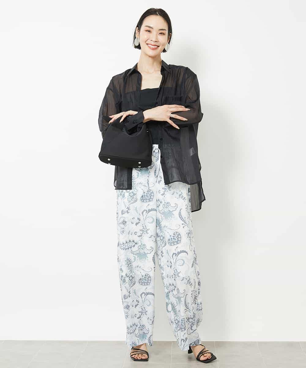 FMLHV54270 MICHEL KLEIN(ミッシェルクラン) ペイズリープリントリラクシーパンツ ブラック系(94)