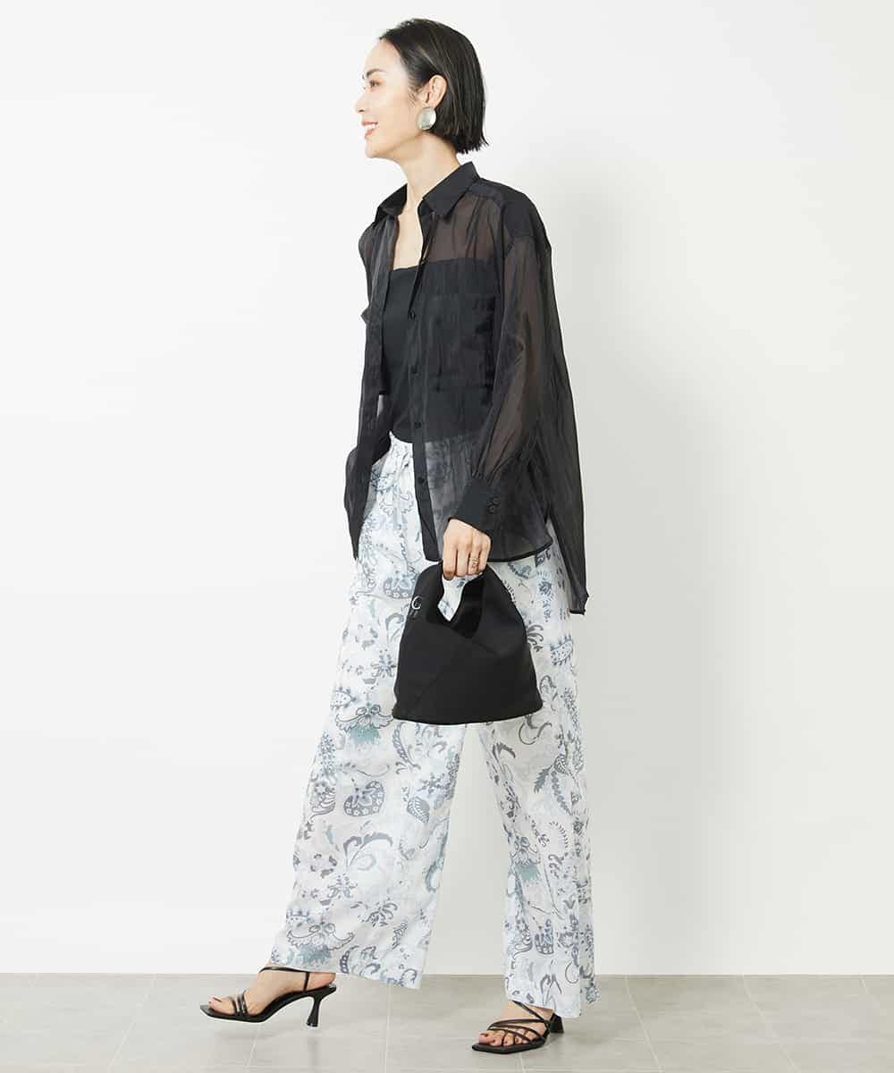 FMLHV54270 MICHEL KLEIN(ミッシェルクラン) ペイズリープリントリラクシーパンツ ブラック系(94)