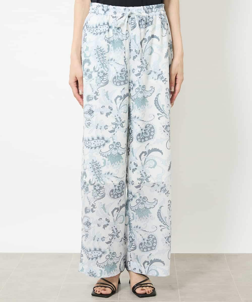 FMLHV54270 MICHEL KLEIN(ミッシェルクラン) ペイズリープリントリラクシーパンツ ブラック系(94)
