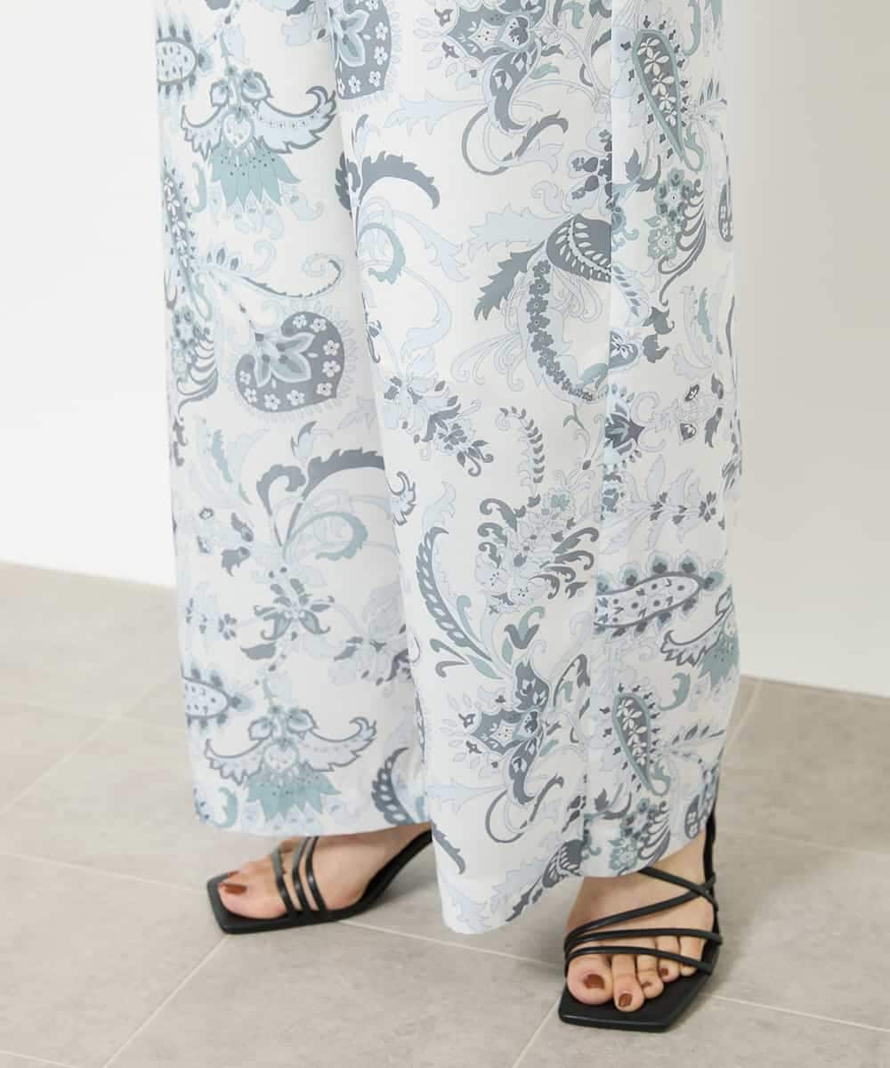FMLHV54270 MICHEL KLEIN(ミッシェルクラン) ペイズリープリントリラクシーパンツ ブラック系(94)