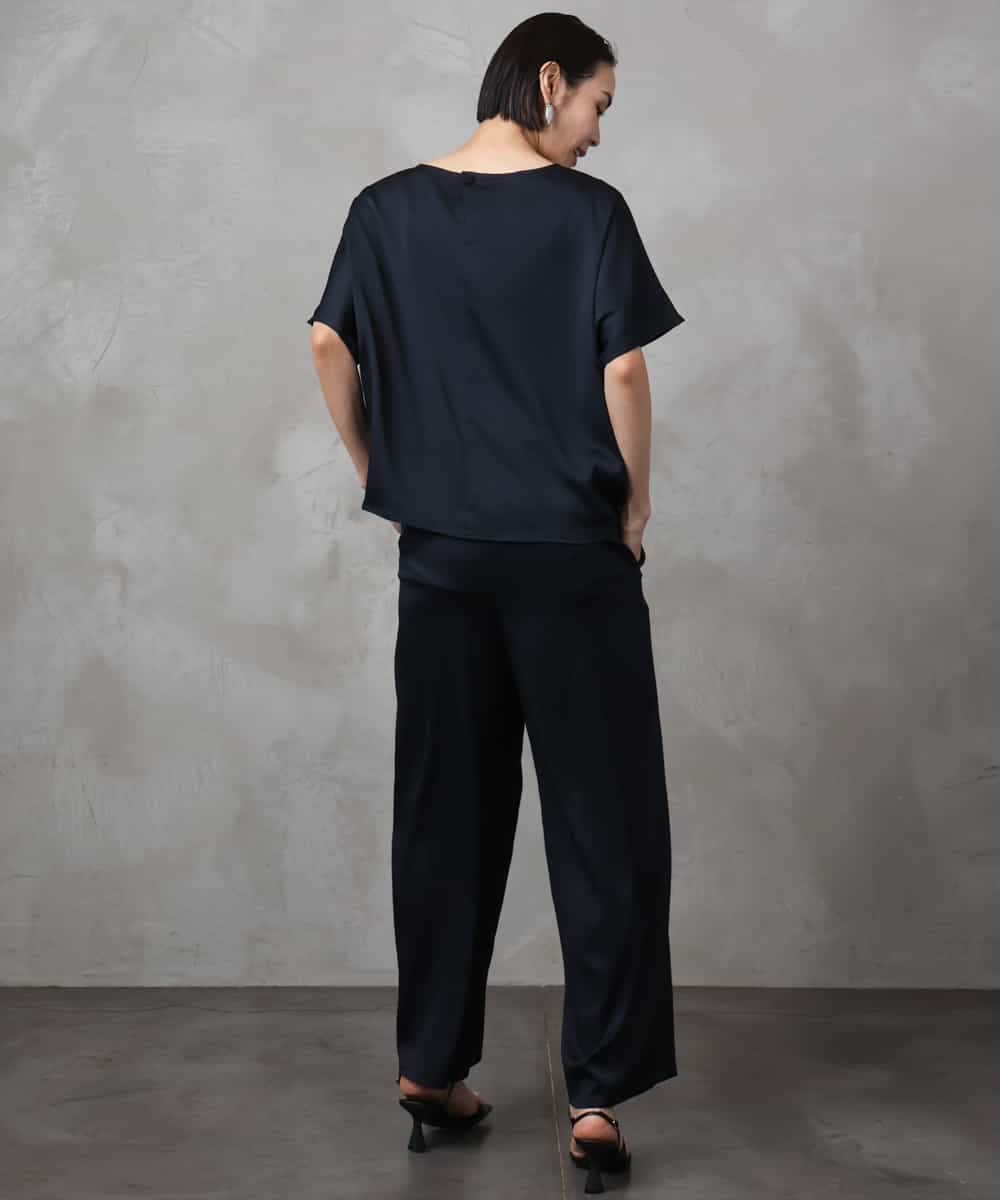 FMLJA02210 MICHEL KLEIN(ミッシェルクラン) [セットアップ対応]サテンワイドパンツ ブラック