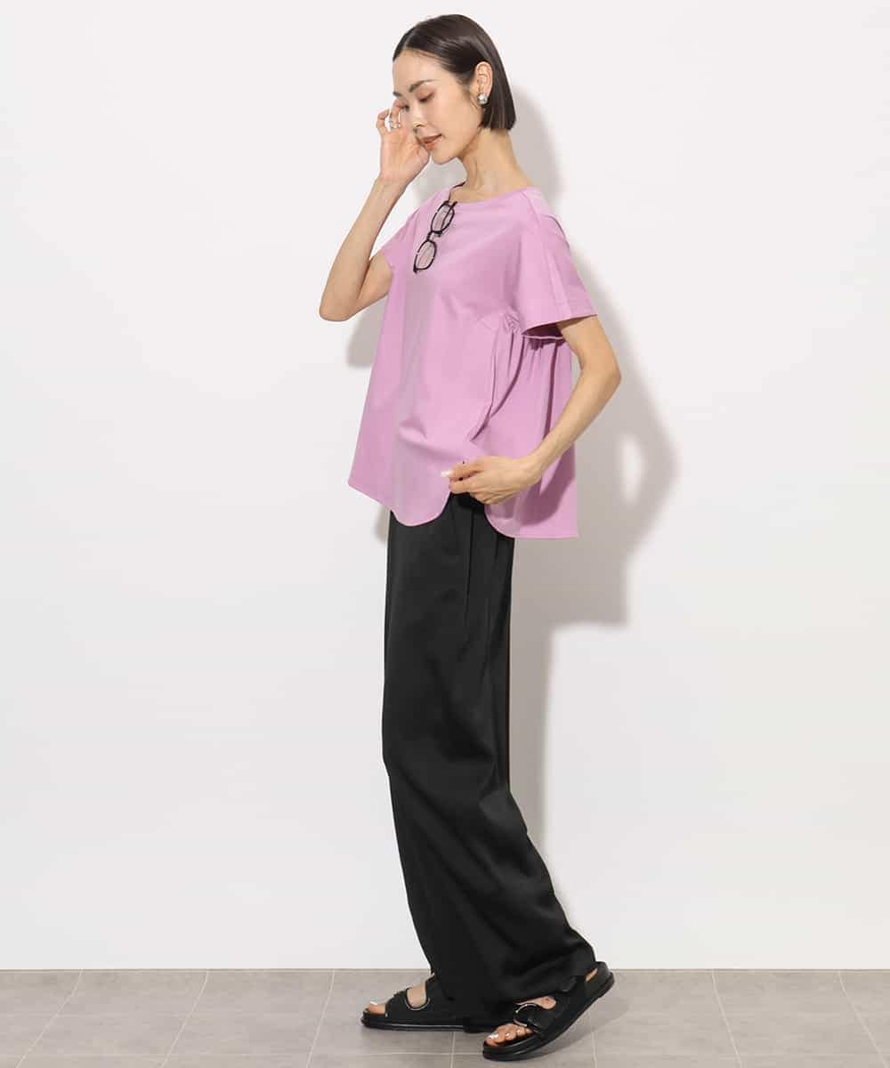 FMLJA02210 MICHEL KLEIN(ミッシェルクラン) [セットアップ対応]サテンワイドパンツ ブラック