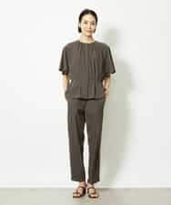 FMLJA05230 MICHEL KLEIN(ミッシェルクラン) ［セットアップ対応］コージーテーパードパンツ ブラウン