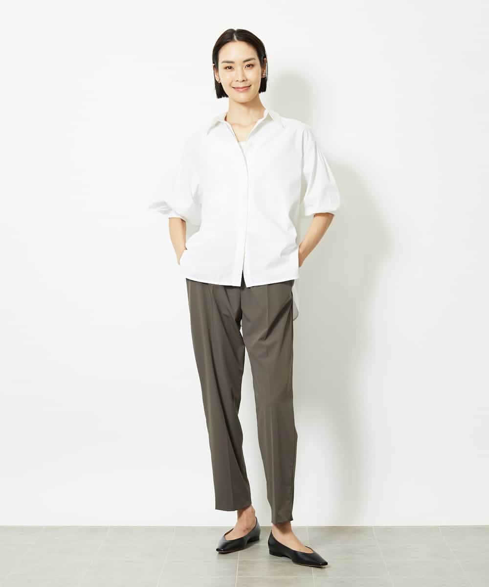 FMLJA05230 MICHEL KLEIN(ミッシェルクラン) ［セットアップ対応］コージーテーパードパンツ ブラウン