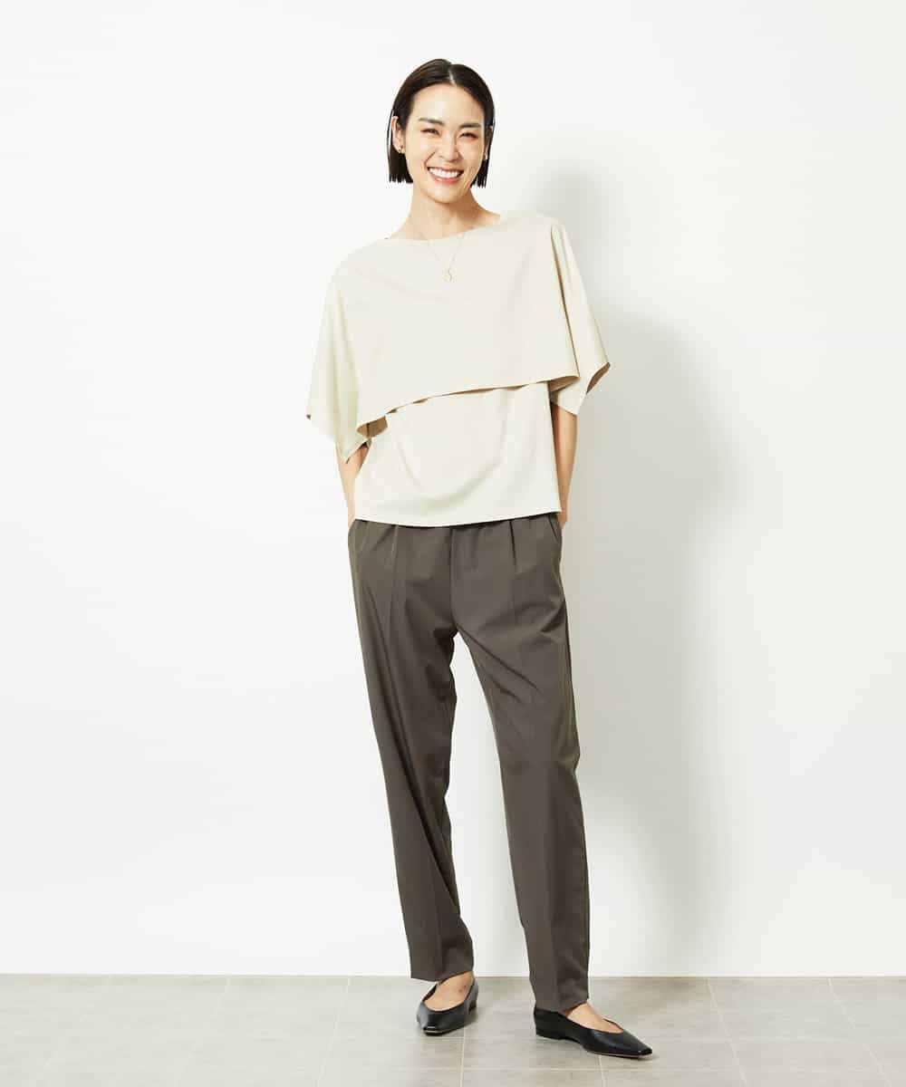 FMLJA05230 MICHEL KLEIN(ミッシェルクラン) ［セットアップ対応］コージーテーパードパンツ ブラウン