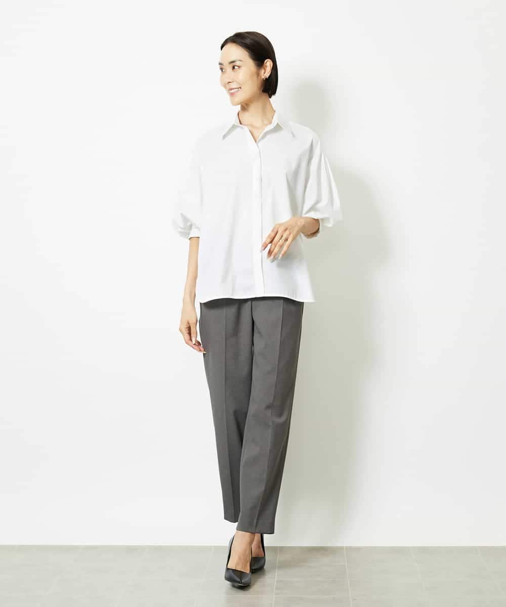 FMLJA07200 MICHEL KLEIN(ミッシェルクラン) ツイルストレッチテーパードパンツ ベージュ