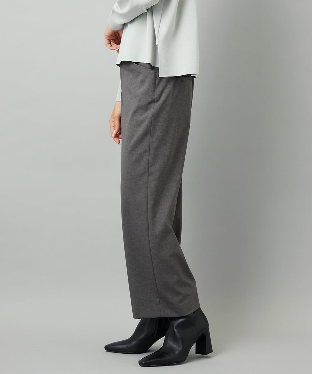 FMLJA08180 MICHEL KLEIN(ミッシェルクラン) ツイルストレッチワイドパンツ チャコールブラウン