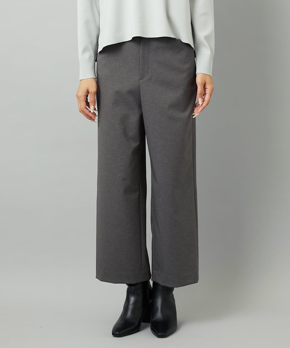 FMLJA08180 MICHEL KLEIN(ミッシェルクラン) ツイルストレッチワイドパンツ チャコールブラウン