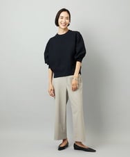 FMLJA08180 MICHEL KLEIN(ミッシェルクラン) ツイルストレッチワイドパンツ チャコールブラウン