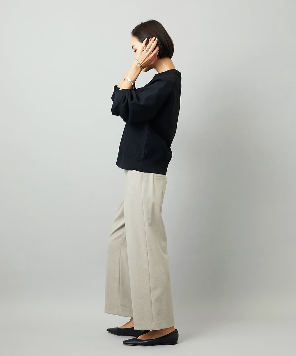 FMLJA08180 MICHEL KLEIN(ミッシェルクラン) ツイルストレッチワイドパンツ チャコールブラウン