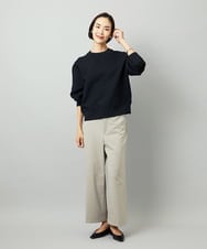 FMLJA08180 MICHEL KLEIN(ミッシェルクラン) ツイルストレッチワイドパンツ チャコールブラウン