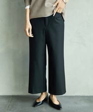 FMLJA08180 MICHEL KLEIN(ミッシェルクラン) ツイルストレッチワイドパンツ チャコールブラウン