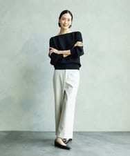 FMLJA08180 MICHEL KLEIN(ミッシェルクラン) ツイルストレッチワイドパンツ チャコールブラウン