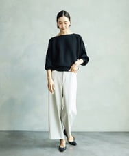 FMLJA08180 MICHEL KLEIN(ミッシェルクラン) ツイルストレッチワイドパンツ チャコールブラウン