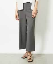 FMLJA08180 MICHEL KLEIN(ミッシェルクラン) ツイルストレッチワイドパンツ チャコールブラウン