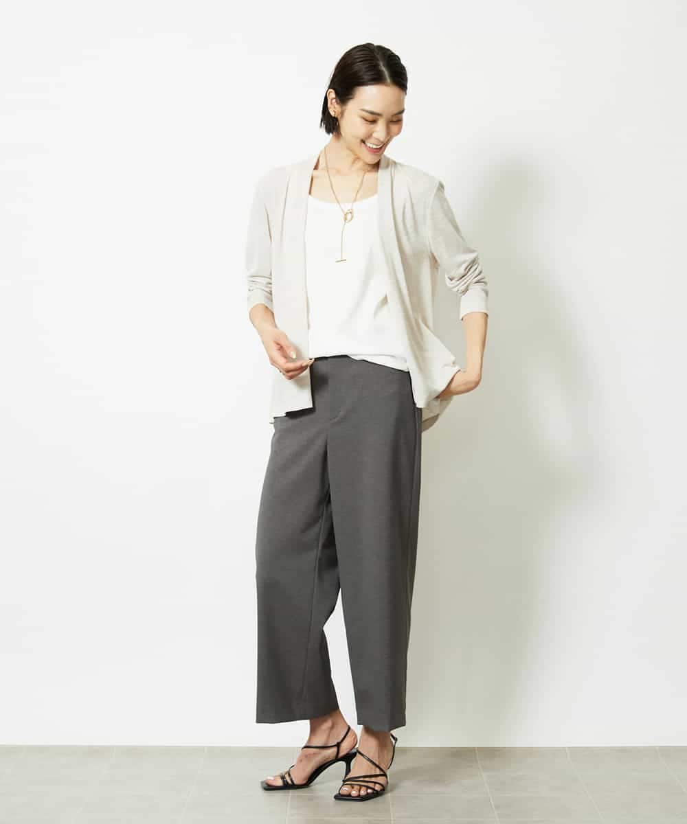 FMLJA08180 MICHEL KLEIN(ミッシェルクラン) ツイルストレッチワイドパンツ チャコールブラウン