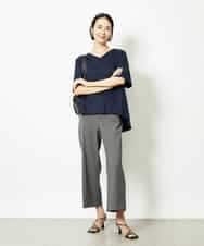 FMLJA08180 MICHEL KLEIN(ミッシェルクラン) ツイルストレッチワイドパンツ チャコールブラウン