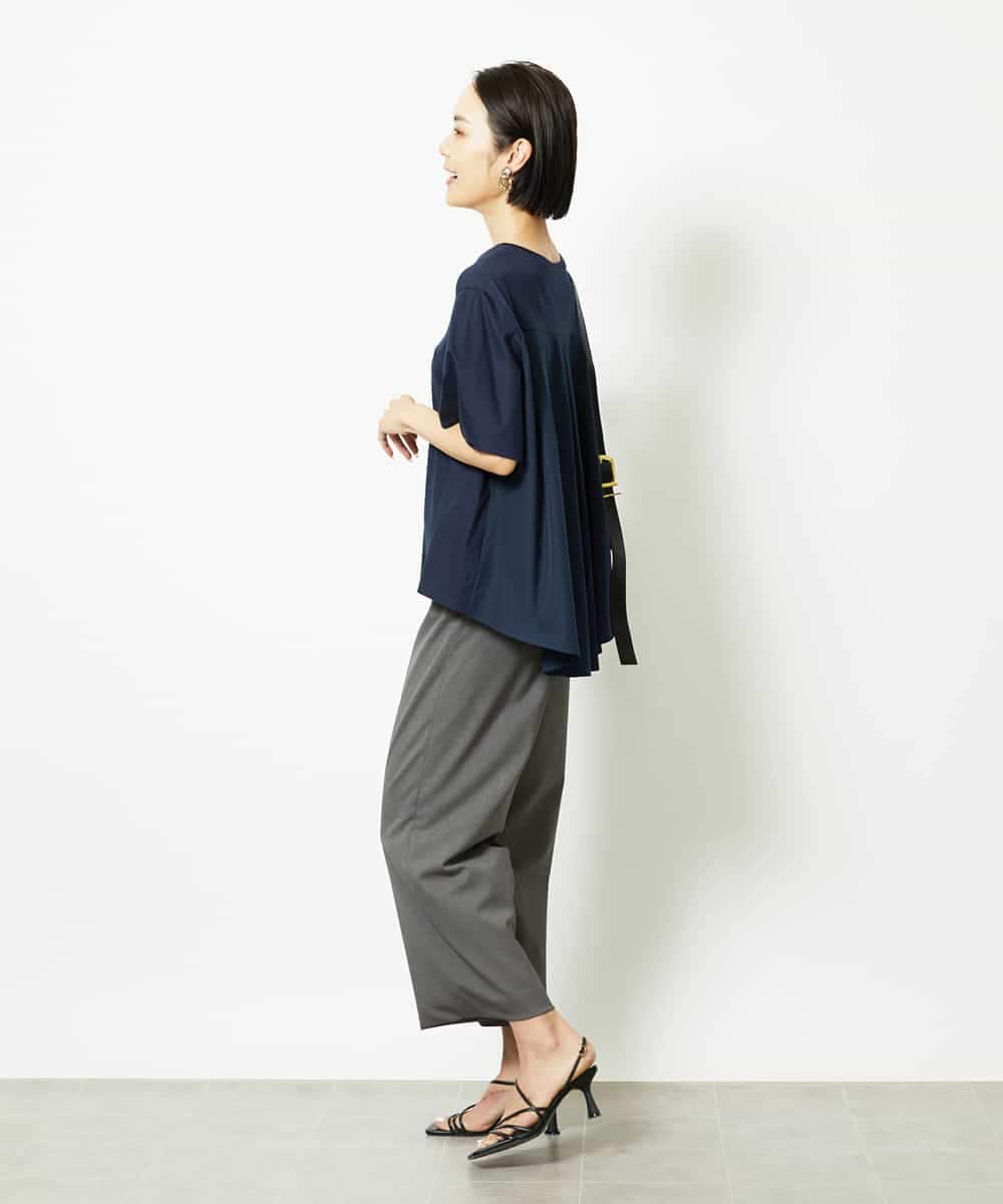 FMLJA08180 MICHEL KLEIN(ミッシェルクラン) ツイルストレッチワイドパンツ チャコールブラウン