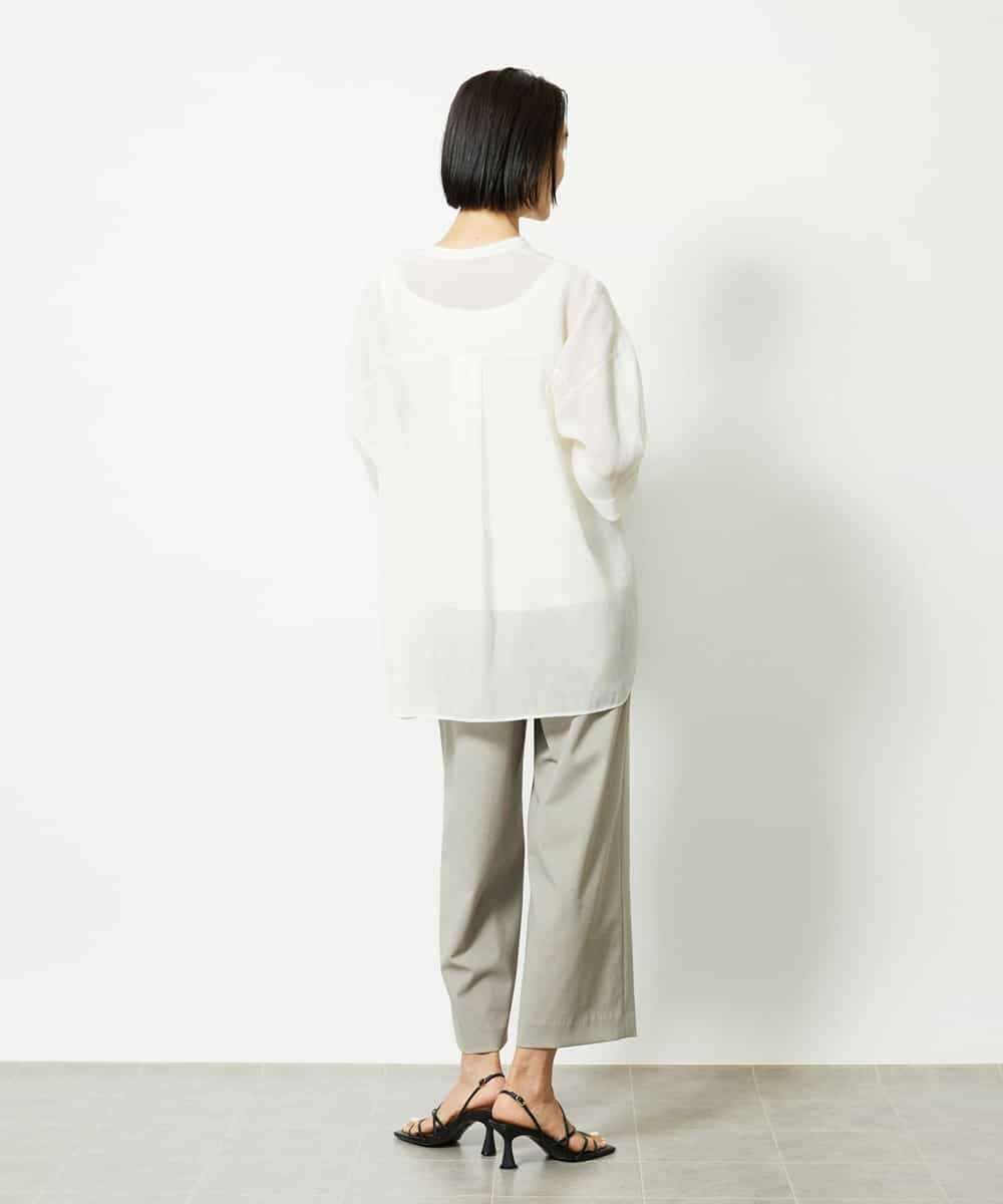 FMLJA08180 MICHEL KLEIN(ミッシェルクラン) ツイルストレッチワイドパンツ チャコールブラウン