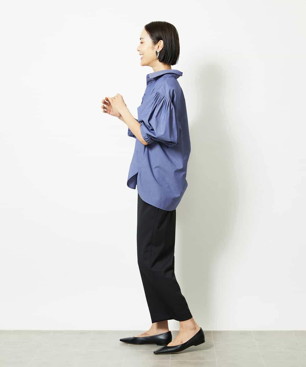 FMLJA08180 MICHEL KLEIN(ミッシェルクラン) ツイルストレッチワイドパンツ チャコールブラウン