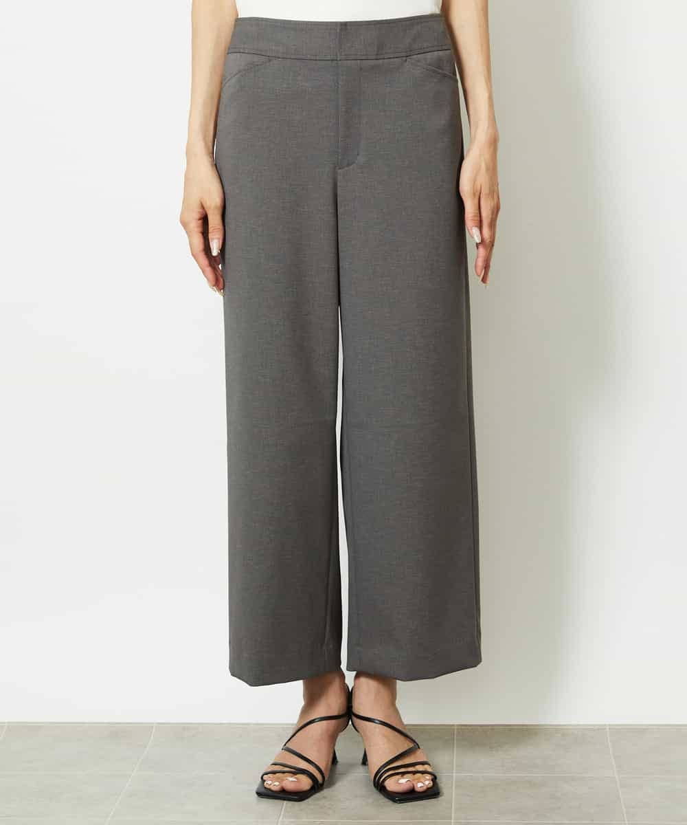 FMLJA08180 MICHEL KLEIN(ミッシェルクラン) ツイルストレッチワイドパンツ チャコールブラウン