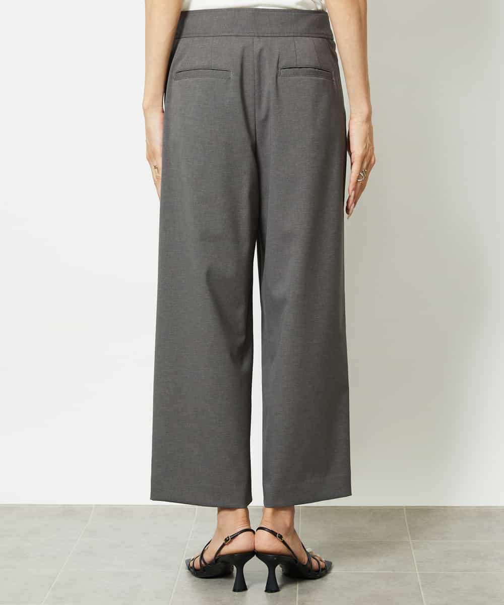 FMLJA08180 MICHEL KLEIN(ミッシェルクラン) ツイルストレッチワイドパンツ チャコールブラウン
