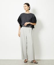 FMLJA11230 MICHEL KLEIN(ミッシェルクラン) [機能性素材]ドライワイドパンツ(セットアップ対応) ブラック