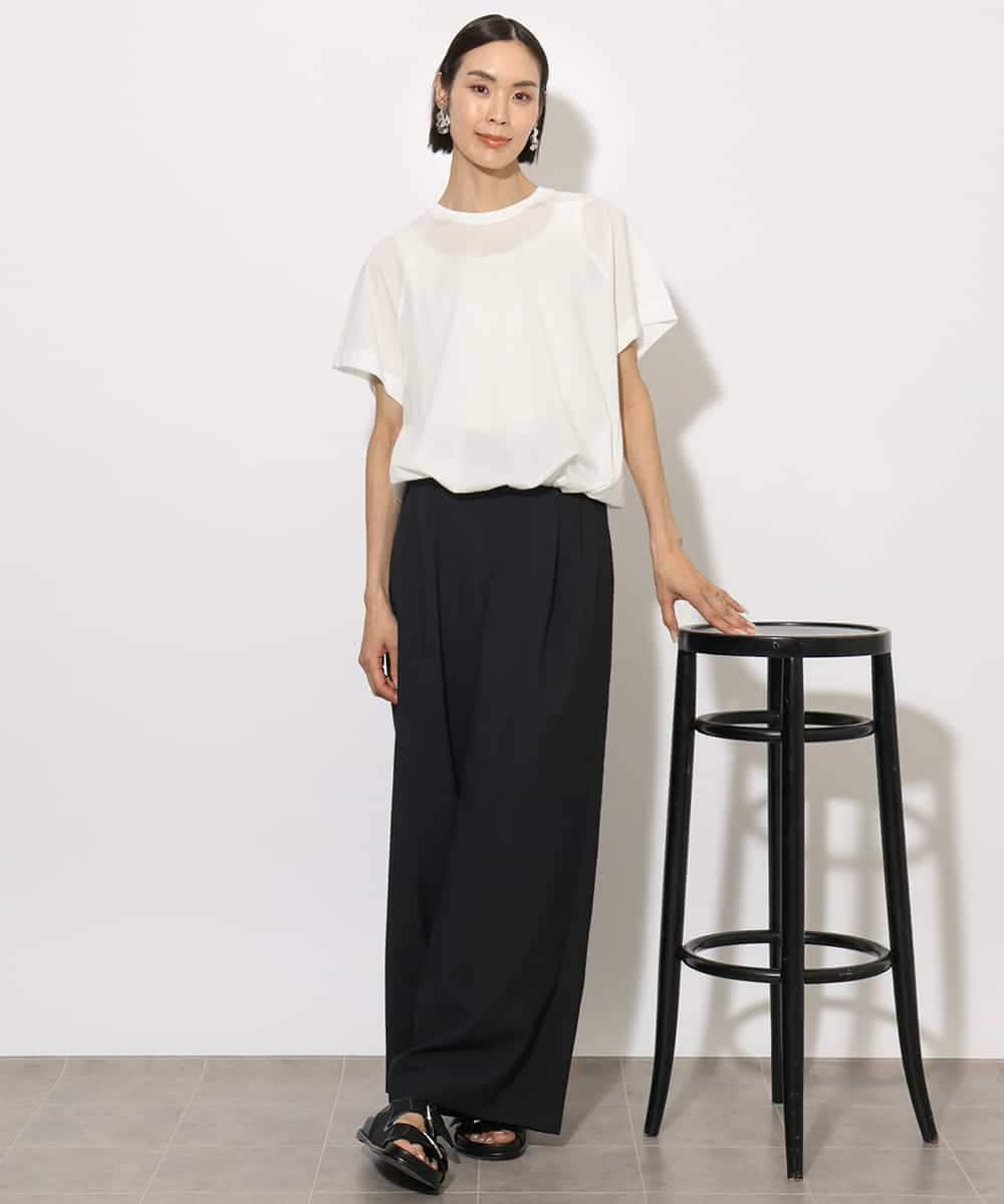 FMLJA11230 MICHEL KLEIN(ミッシェルクラン) [機能性素材]ドライワイドパンツ(セットアップ対応) ブラック