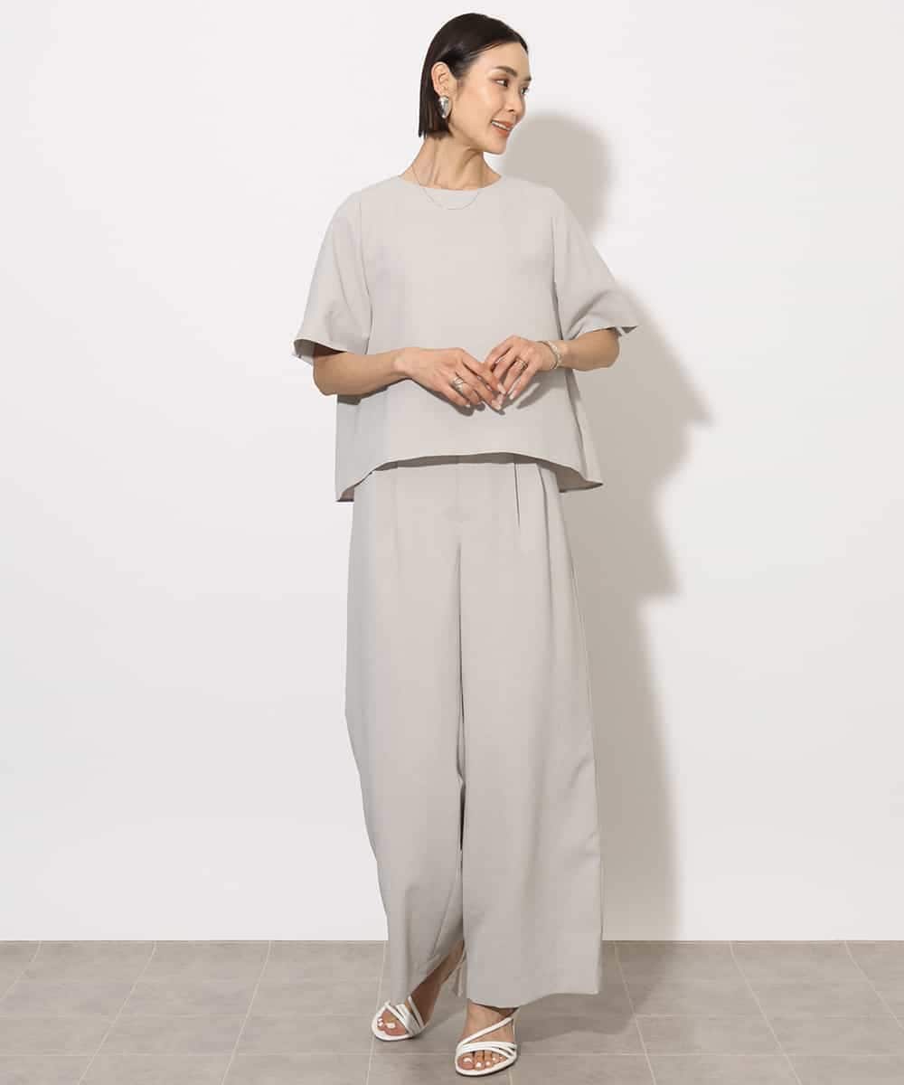 FMLJA11230 MICHEL KLEIN(ミッシェルクラン) [機能性素材]ドライワイドパンツ(セットアップ対応) ブラック