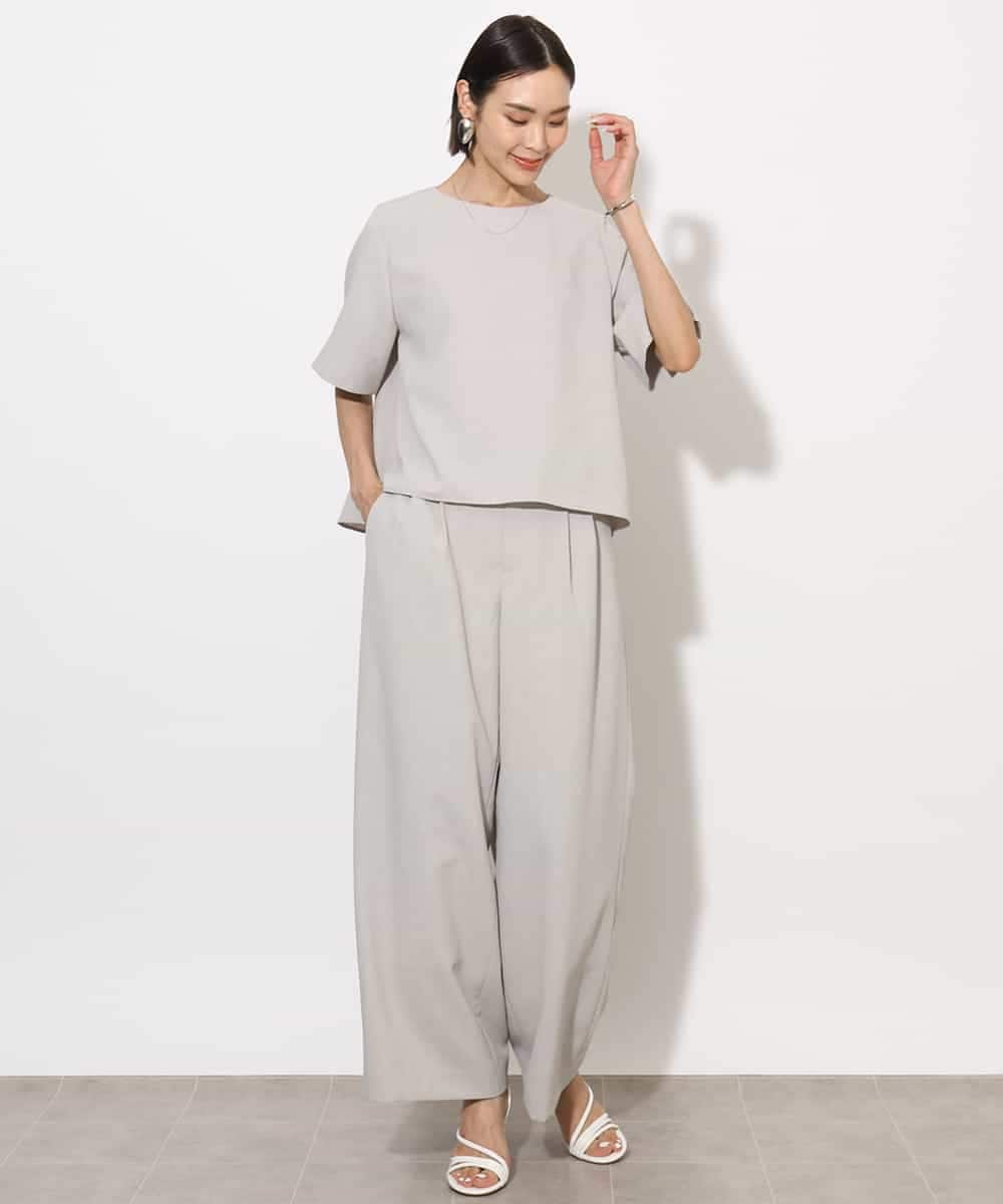 FMLJA11230 MICHEL KLEIN(ミッシェルクラン) [機能性素材]ドライワイドパンツ(セットアップ対応) ブラック