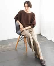 FMLJD01300 MICHEL KLEIN(ミッシェルクラン) [セットアップ対応]ラメチェックワイドパンツ ベージュ