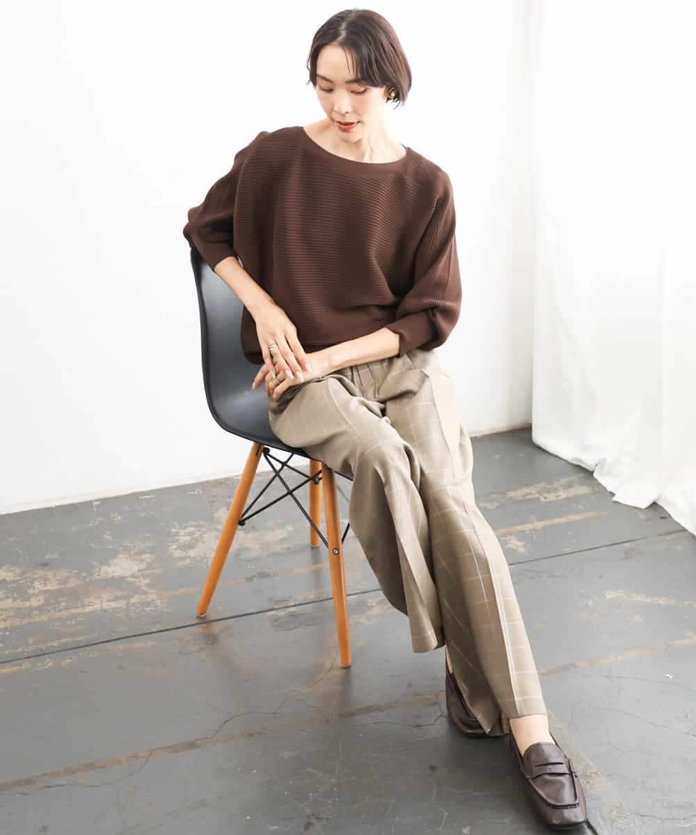 FMLJD01300 MICHEL KLEIN(ミッシェルクラン) [セットアップ対応]ラメチェックワイドパンツ ベージュ
