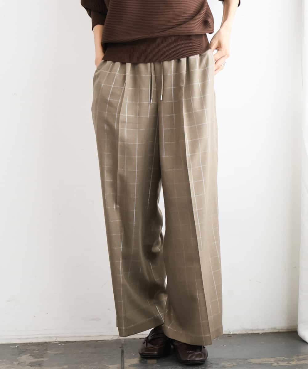 FMLJD01300 MICHEL KLEIN(ミッシェルクラン) [セットアップ対応]ラメチェックワイドパンツ ベージュ