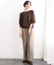 FMLJD01300 MICHEL KLEIN(ミッシェルクラン) [セットアップ対応]ラメチェックワイドパンツ ベージュ