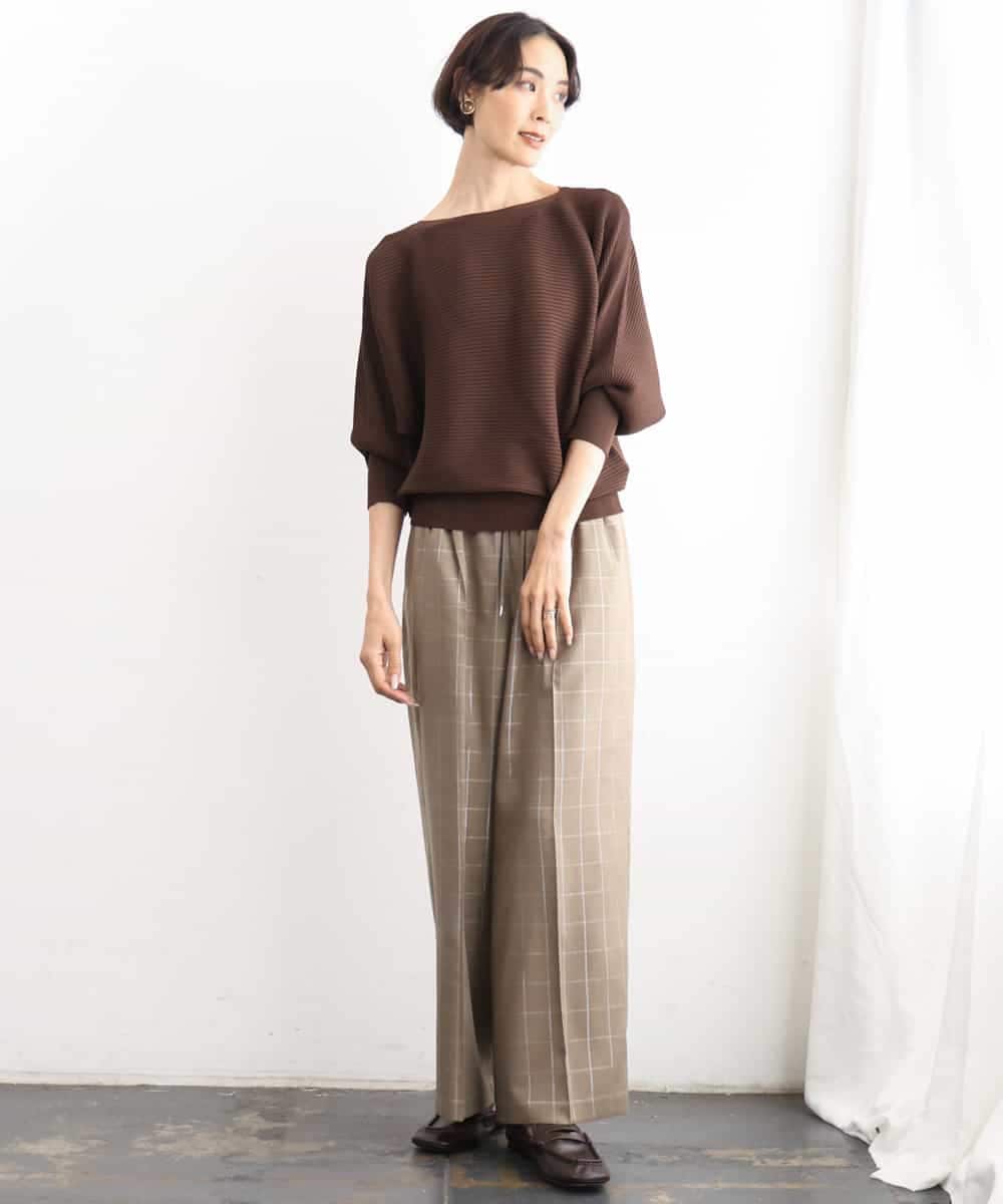 FMLJD01300 MICHEL KLEIN(ミッシェルクラン) [セットアップ対応]ラメチェックワイドパンツ ベージュ