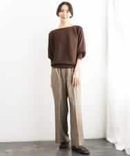 FMLJD01300 MICHEL KLEIN(ミッシェルクラン) [セットアップ対応]ラメチェックワイドパンツ ベージュ