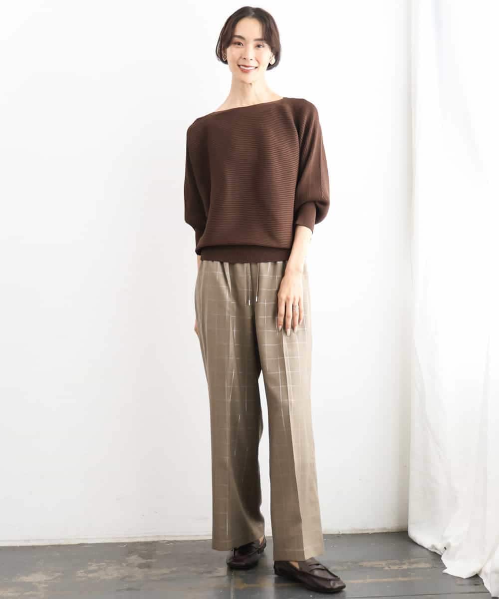 FMLJD01300 MICHEL KLEIN(ミッシェルクラン) [セットアップ対応]ラメチェックワイドパンツ ベージュ