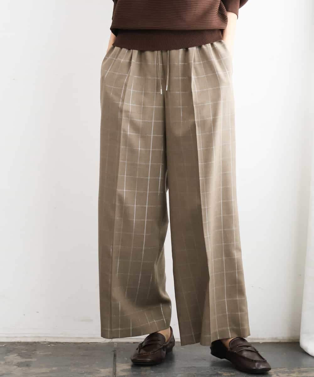 FMLJD01300 MICHEL KLEIN(ミッシェルクラン) [セットアップ対応]ラメチェックワイドパンツ ベージュ