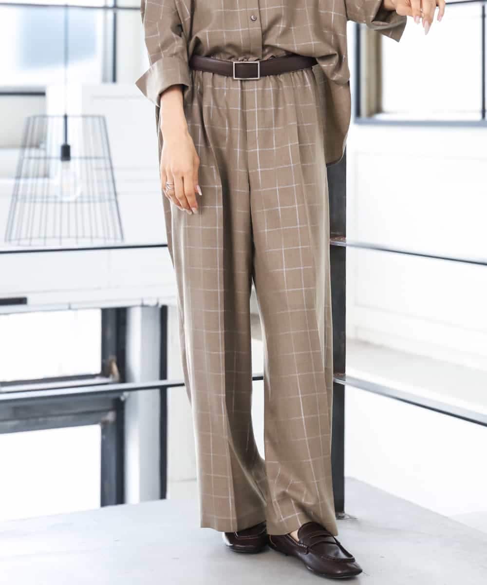 FMLJD01300 MICHEL KLEIN(ミッシェルクラン) [セットアップ対応]ラメチェックワイドパンツ ベージュ