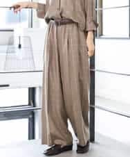 FMLJD01300 MICHEL KLEIN(ミッシェルクラン) [セットアップ対応]ラメチェックワイドパンツ ベージュ