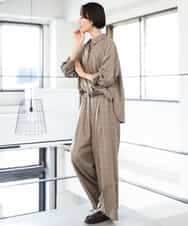 FMLJD01300 MICHEL KLEIN(ミッシェルクラン) [セットアップ対応]ラメチェックワイドパンツ ベージュ
