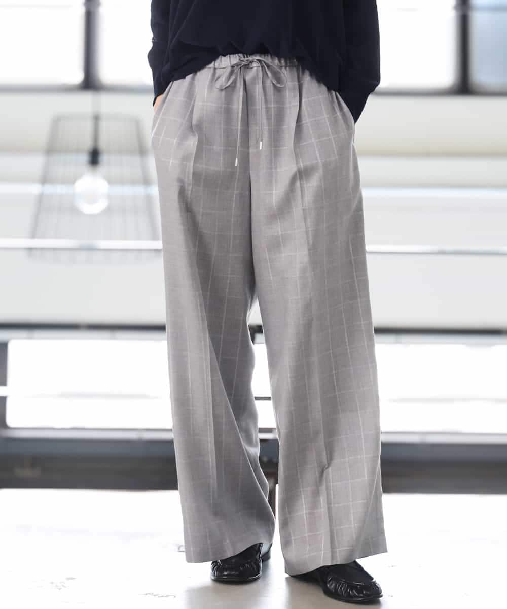 FMLJD01300 MICHEL KLEIN(ミッシェルクラン) [セットアップ対応]ラメチェックワイドパンツ ベージュ