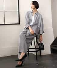 FMLJD01300 MICHEL KLEIN(ミッシェルクラン) [セットアップ対応]ラメチェックワイドパンツ ベージュ