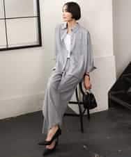 FMLJD01300 MICHEL KLEIN(ミッシェルクラン) [セットアップ対応]ラメチェックワイドパンツ ベージュ