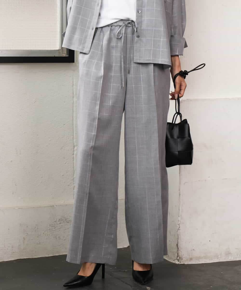 FMLJD01300 MICHEL KLEIN(ミッシェルクラン) [セットアップ対応]ラメチェックワイドパンツ ベージュ
