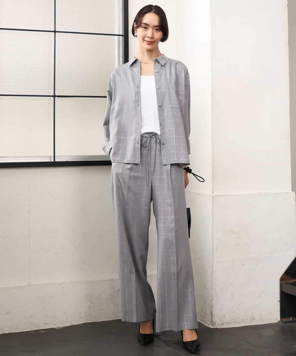 FMLJD01300 MICHEL KLEIN(ミッシェルクラン) [セットアップ対応]ラメチェックワイドパンツ ベージュ