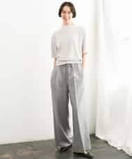 FMLJD01300 MICHEL KLEIN(ミッシェルクラン) [セットアップ対応]ラメチェックワイドパンツ ベージュ