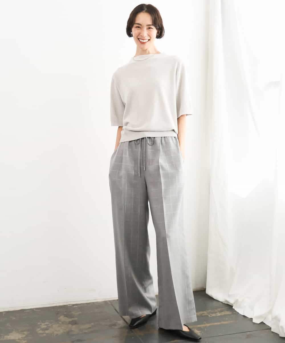 FMLJD01300 MICHEL KLEIN(ミッシェルクラン) [セットアップ対応]ラメチェックワイドパンツ ベージュ
