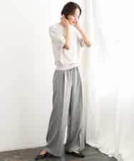FMLJD01300 MICHEL KLEIN(ミッシェルクラン) [セットアップ対応]ラメチェックワイドパンツ ベージュ