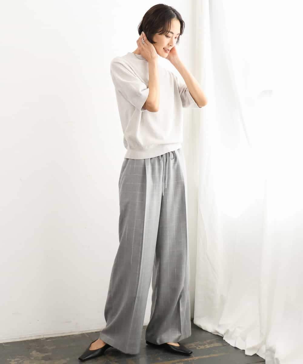 FMLJD01300 MICHEL KLEIN(ミッシェルクラン) [セットアップ対応]ラメチェックワイドパンツ ベージュ
